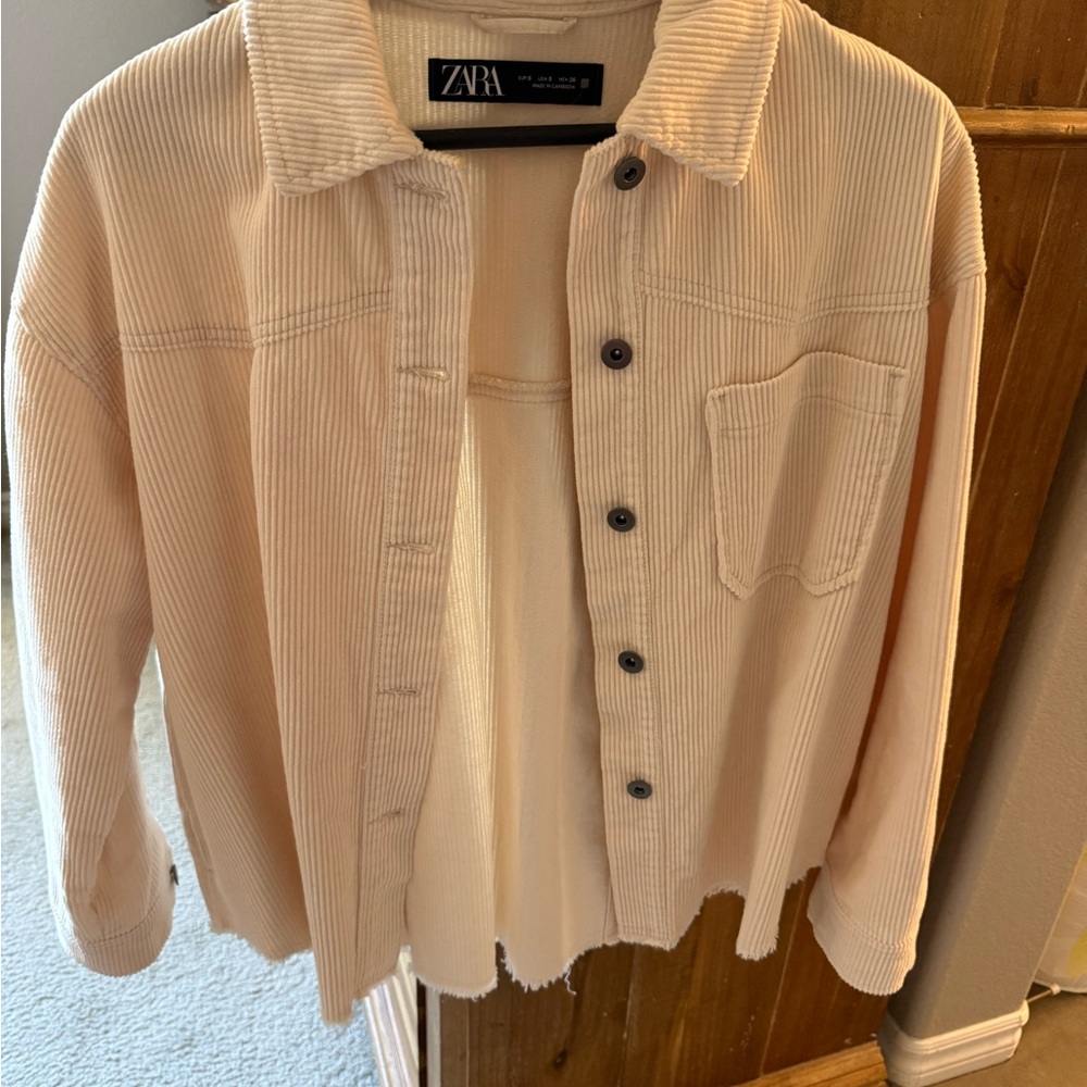 Zara Beige Corduroy Utility Jacket